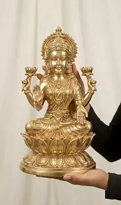 Goddess Lakshmi Panchaloha Idol-12-inch height-solid metal