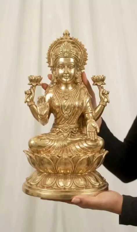 Goddess Lakshmi Panchaloha Idol-12-inch height-solid metal