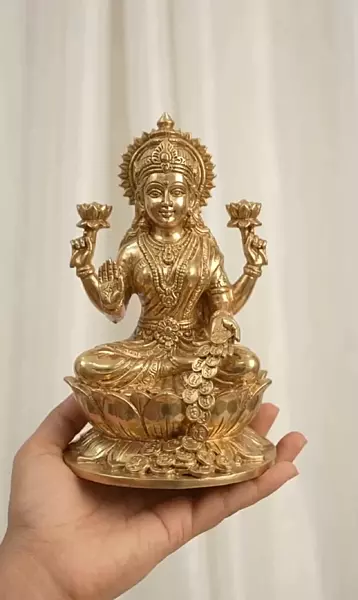 Goddess Lakshmi Panchaloha Idol-6 Inch height-solid metal