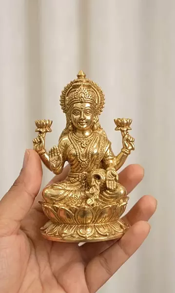 Goddess Kubera Lakshmi Panchaloha Idol-4 Inch-solid metal