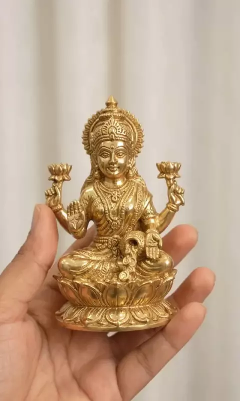 Goddess Kubera Lakshmi Panchaloha Idol-4 Inch-solid metal