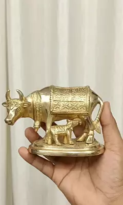 God Gomatha Brass Idol- 4 Inch height-solid metal