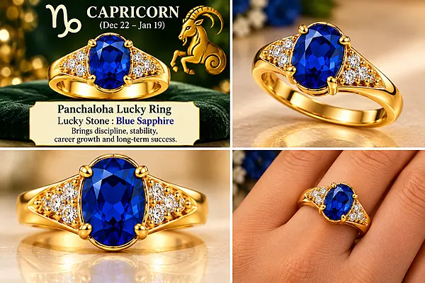 Capricorn Panchaloha Lucky ring-Blue Sapphire stone