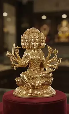 Goddess Gayatri Panchaloha idol-4-inch height-solid metal