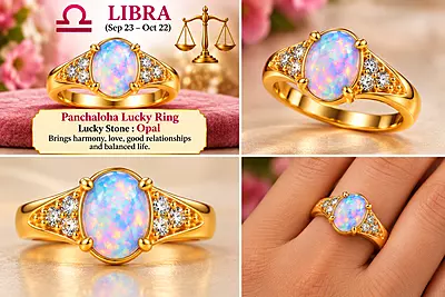 Libra Panchaloha Lucky Ring-Opal Stone-18mm