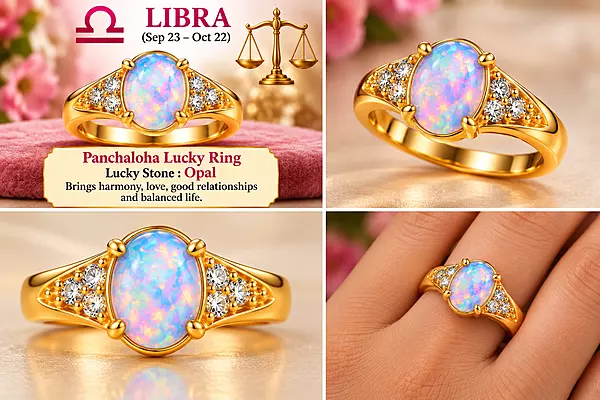 Libra Panchaloha Lucky Ring-Opal Stone-18mm
