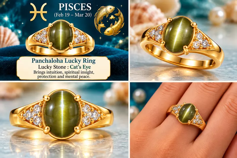 Pisces Panchaloha Lucky Ring-Cat's Eye gemstone