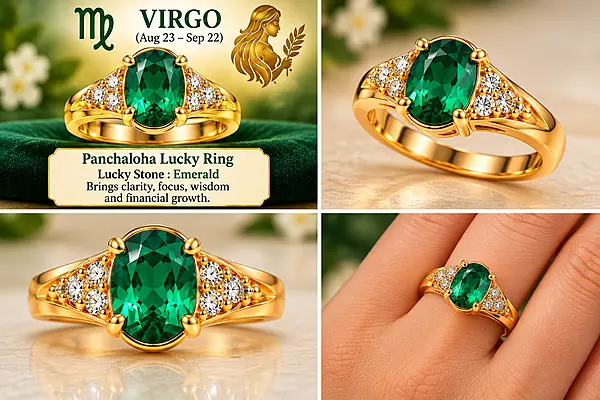 Virgo Panchaloha Lucky Ring-Emerald-18mm