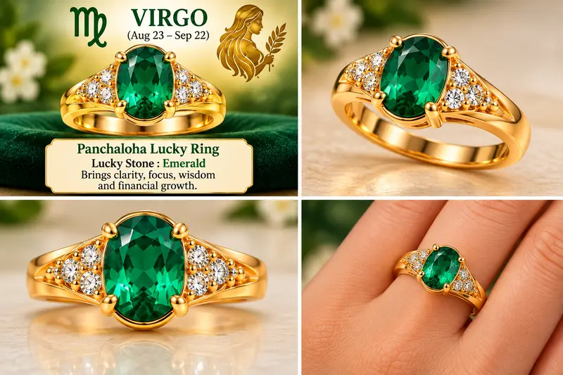 Virgo Panchaloha Lucky Ring-Emerald-18mm