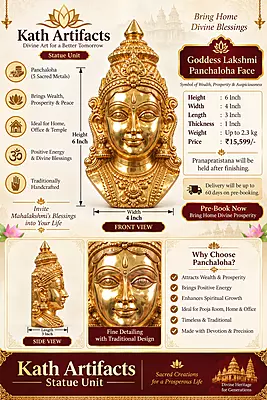 Goddess Lakshmi Face-Panchaloha-6 Inch height-solid metal