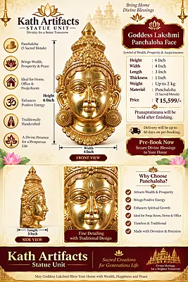 Goddess Lakshmi Face-Panchaloha-unique design-6 Inch height