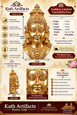 Goddess Lakshmi Panchaloha Face- 9 Inch height
