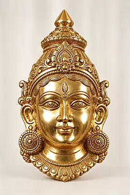 Goddess Lakshmi Panchaloha Face with unique design-12 Inch height
