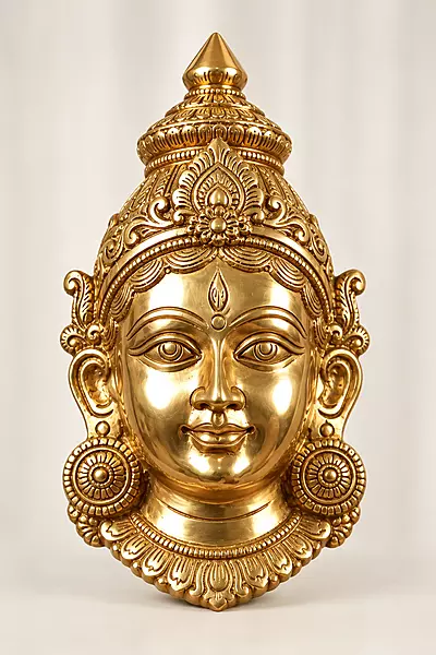 Goddess Lakshmi Panchaloha Face with unique design-12 Inch height