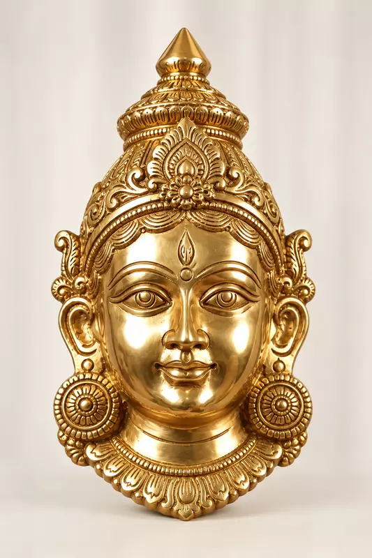 Goddess Lakshmi Panchaloha Face with unique design-12 Inch height