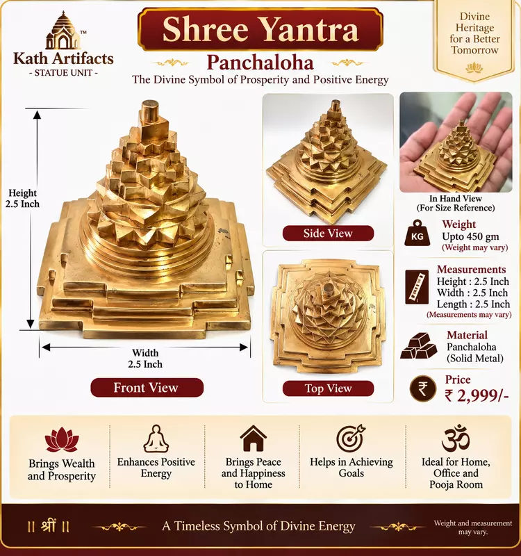 Shree Yantra-Made in Panchaloha-2.5 Inch solid metal