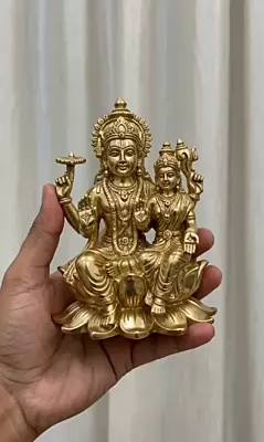 God Mahavishnu and Lakshmi Panchaloha Idol-4.5 Inch height