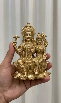 God Mahavishnu and Lakshmi Panchaloha Idol-4.5 Inch height